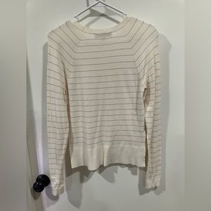 Women’s Small Loft Lightweight Ivory Top with Gold Wide Spaced Pin Stripes